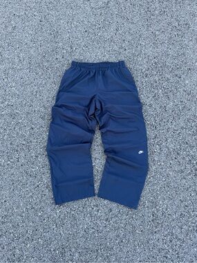 Vintage Nike Y2K Navy Blue Baggy Nylon Windbreaker Track Sweatpants Size Large